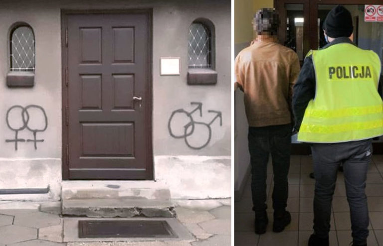 Namalował na kościele w Lublińcu symbolikę środowisk LGBT. Kilka dni później został zatrzymany przez policję