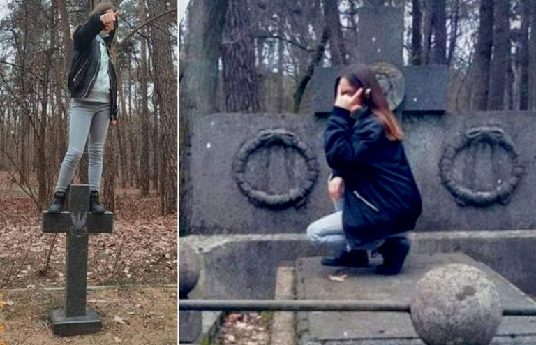 Skakała po grobach żołnierzy poległych w wojnie z bolszewikami. Pochwaliła się tym na Instagramie.