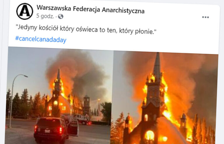 Lewicowa ekstrema pochwala palenie kościołów. Facebook nie reaguje